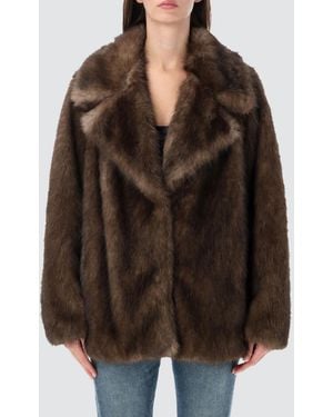 Stand Studio Veste Courte Style Shearling En Fausse Fourrure Avec Épaules Tombantes - Marron