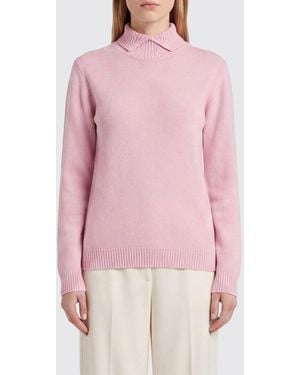 Jil Sander Jersey De Cuello Alto De Canalé En Pura Lana Con Bordes Acanalados - Rosa