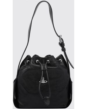 Vivienne Westwood Minibolso Saco De Piel De Oveja Con Logo Orb Metálico De - Negro