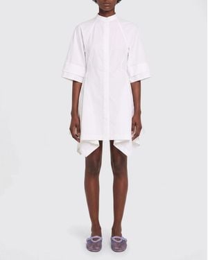 Alaïa Asymmetric Cotton Chemisier Dress - White