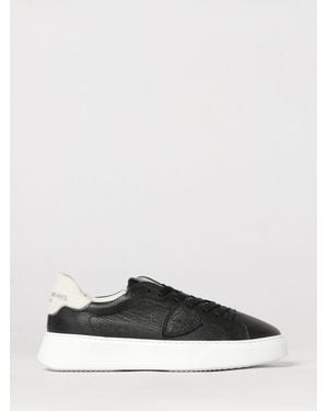 Philippe Model Temple Low Smooth Calfskin Low-Top Sneakers With Shield Logo - White