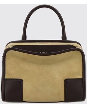 Loewe Amazona 180 Small Suede Handbag With Monogram Logo - Metallic