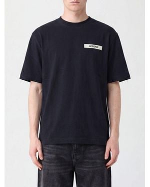 Jacquemus Contrast Appliqué Logo Cotton Crew-Neck T-Shirt - Blue