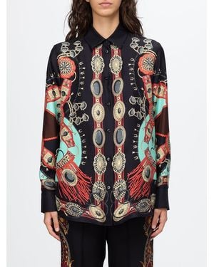 Etro Chemise En Pure Soie À Imprimé Graphique Et Col Classique - Rouge