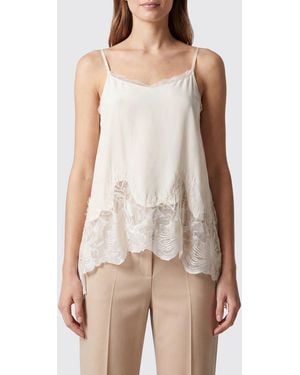 Fabiana Filippi Silk Blend Top With Lace Insert - White