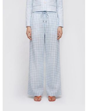 Ermanno Scervino Vichy Pattern Viscose Palazzo Trousers - Blue