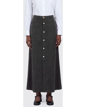 Pinko A-Line Viscose Blend Midi Skirt With A High Waist And Buttons - Black
