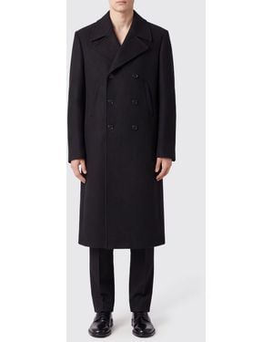 Balenciaga Double-Breasted Wool Coat With Classic Lapels - Black