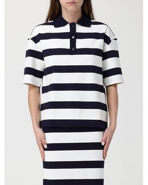 Max Mara Striped Cotton Polo Shirt - Blue