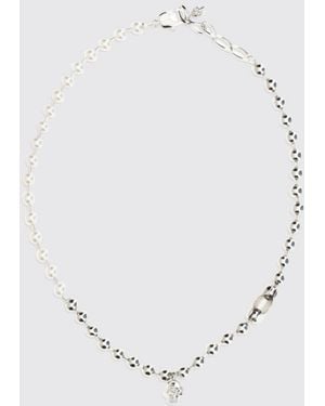 McQueen Alexander Skull Pendant Brass Choker Necklace - White
