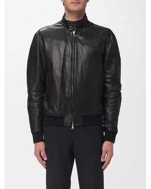 Tagliatore Leather Bomber Jacket - Black
