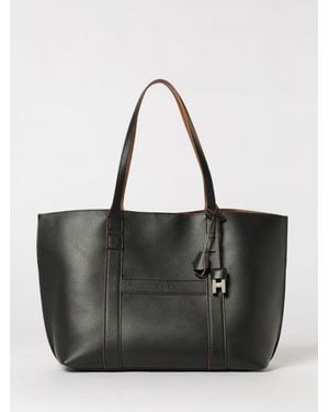 Hogan Hammered Leather Script Bag - Black
