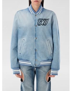 Off-White c/o Virgil Abloh Bomber Con Maxi Logo - Blu