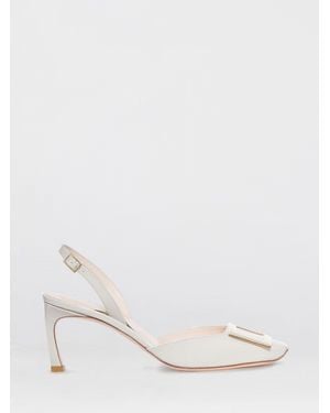 Roger Vivier Trompette Patent Leather Slingbacks - Natural
