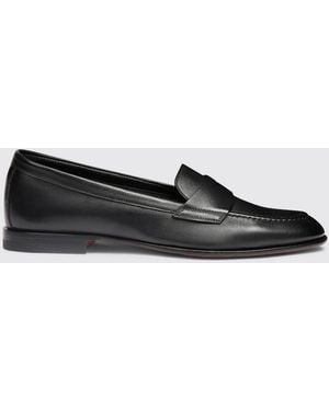 Santoni Nappa Loafers - Black