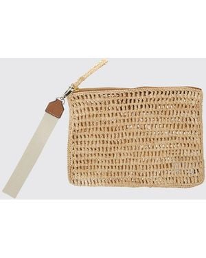 Helen Kaminski Dayani Perforated Raffia Clutch With Removable Wristlet - Natural
