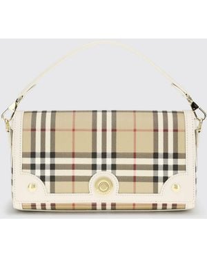 Burberry Note Vintage Check Coated Cotton Bag - Natural