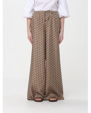Max Mara Printed Silk Palazzo Pants - Brown