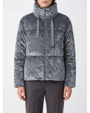 Herno High-Neck Quilted Microfiber Down Jacket With Hood - Gray