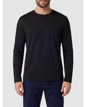 Dondup Camiseta De Manga Larga De Algodón Con Cuello Redondo Y Logo En Contraste - Azul