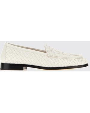Bottega Veneta Silenzio Intrecciato Lambskin Loafers - White