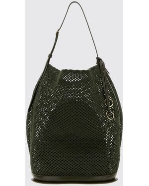 Alaïa Hip Perforated Suede Leather Bucket Bag - Black