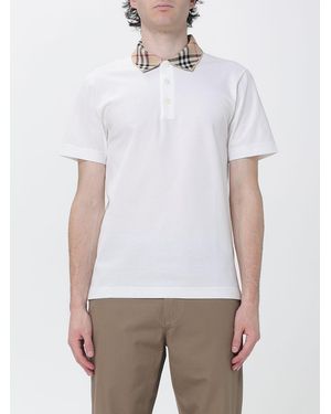 Burberry Short-Sleeved Cotton Polo Shirt With Contrast Tipping - White