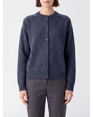 Loulou de Saison Cardigan Mit Rundhalsausschnitt Aus Wolle Und Kaschmir Mit Rippbündchen - Blau