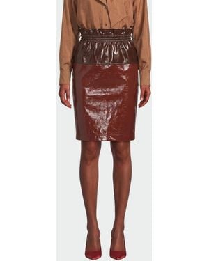 Saint Laurent Coated Cotton Mini Skirt - Red