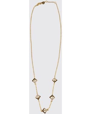 Fendi Ff Monogram Brass Necklace With Crystals - White