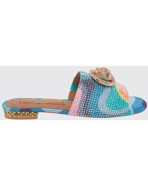 Kurt Geiger Chelsea Rhinestone Satin Mules - Blue