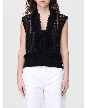 Alberta Ferretti Cotton And Linen Blend Top - Black