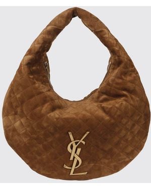 Saint Laurent Bolso De Hombro Icare Acolchado En Ante Con Monograma Ysl - Marrón