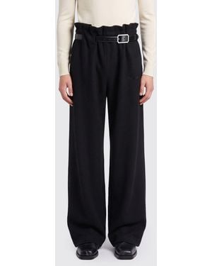 Magliano Pantalones Anchos De Algodón Con Talle Alto Y Cinturón Ajustable - Negro