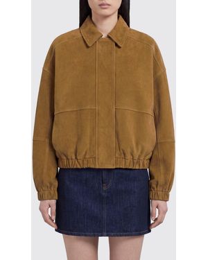 Brunello Cucinelli Suede Bomber Jacket With Concealed Fastening - Blue