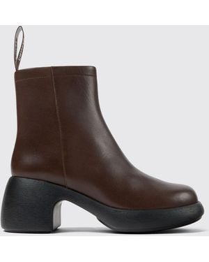 Camper Thelma Ii Smooth Leather Ankle Boots With Medium Heel And Eva Sole - Brown