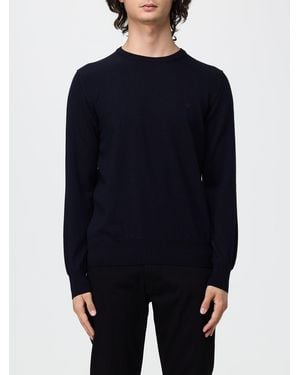 Brooksfield Crewneck Wool Jumper With Long Sleeves And Ribbed Trims - Blue
