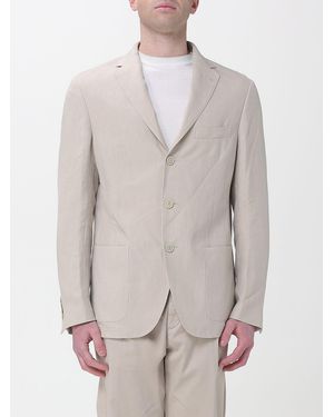 Eleventy Deconstructed Single Breasted Linen And Cotton Blazer - Grey