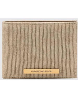 Emporio Armani Suede Wallet - Natural