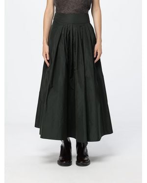 Max Mara Falda Midi Evasé De Tejido Técnico Con Talle Alto - Negro