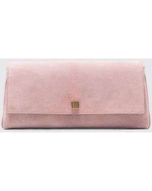 KHAITE Audrey Suede Calfskin Clutch - Pink