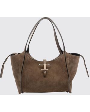 Tod's T Timeless Suede Calf Leather Shoulder Bag With Zip Closure - Multicolor