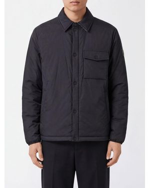 Burberry Padded Nylon Shirt Jacket With Ekd Logo - Blue