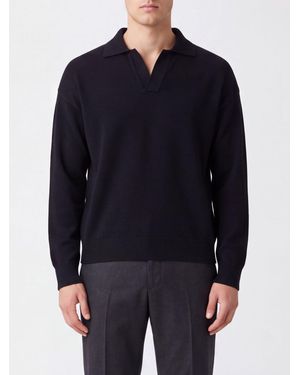 Roberto Collina Langärmeliges Strick-Poloshirt Aus Merinowolle Von - Blau