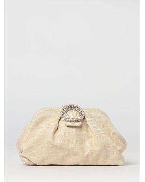 Twentyfourhaitch Bakios Raffia Clutch With Jewel Buckle - Natural