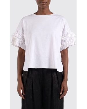 MEIMEIJ Cotton T-Shirts With Flowers - White