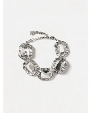 Self-Portrait Brass Choker Necklace With Square Crystals - Metallic