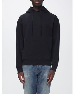 MSGM Relaxed Fit Baumwoll-Hoodie Mit Grafikdruck Und Kängurutasche - Blau