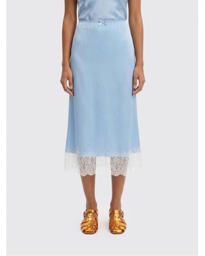 Moschino Silk Blend Skirt With Lace Inserts - Blue