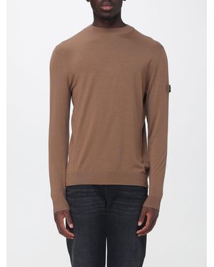 Peuterey Pullover Mit Rundhalsausschnitt Aus Reiner Wolle Mit Logo-Patch Am Ärmel - Braun